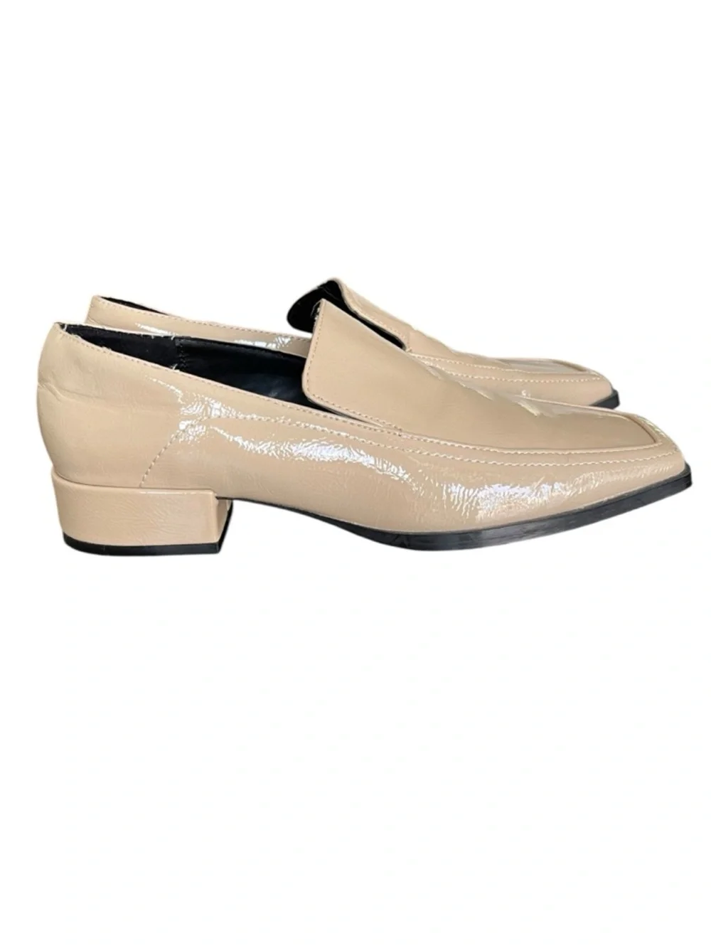 Zara Beige Patent Leather Slip-On Block Heel Square Toe Loafers (EU36/US 5.5-6) - Picture 6 of 11